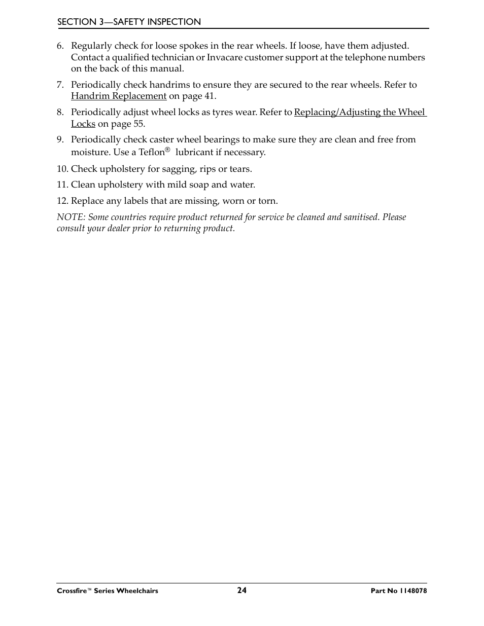 Invacare CROSSFIRE T6 User Manual | Page 24 / 60
