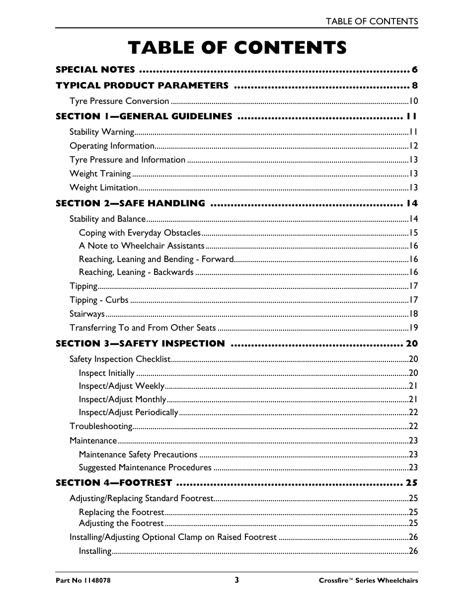 Invacare CROSSFIRE T6 User Manual | Page 3 / 60