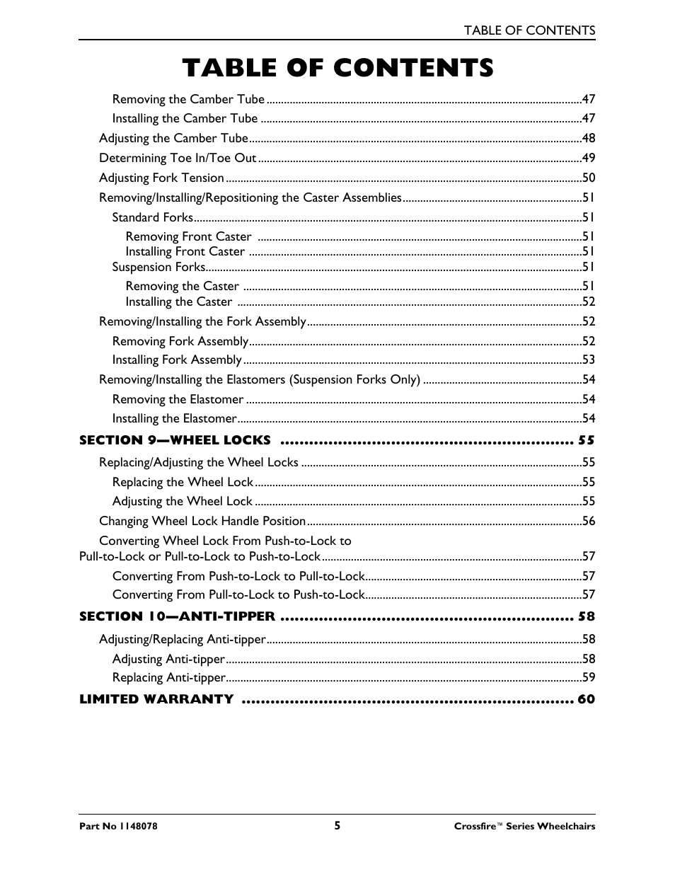 Invacare CROSSFIRE T6 User Manual | Page 5 / 60