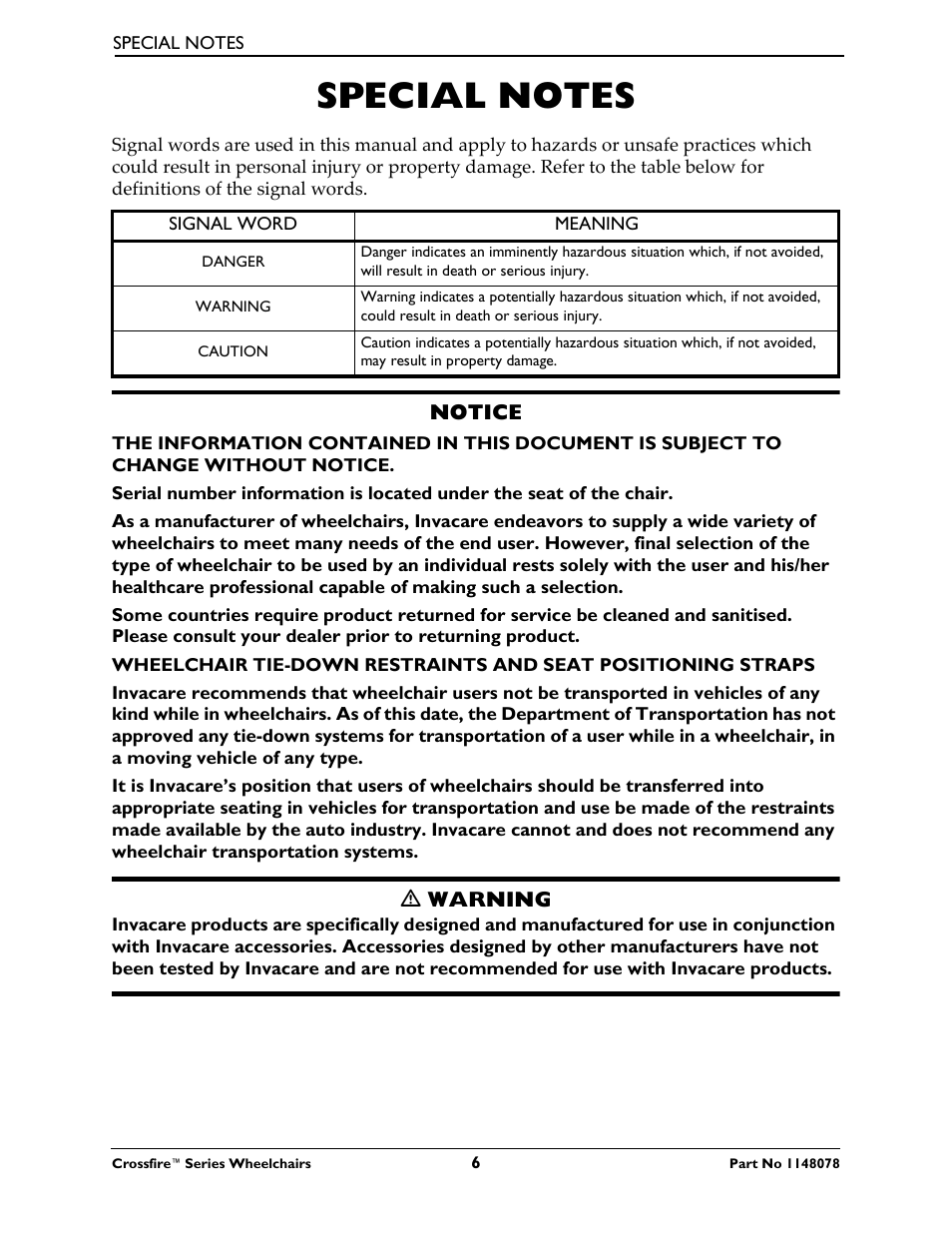 Invacare CROSSFIRE T6 User Manual | Page 6 / 60