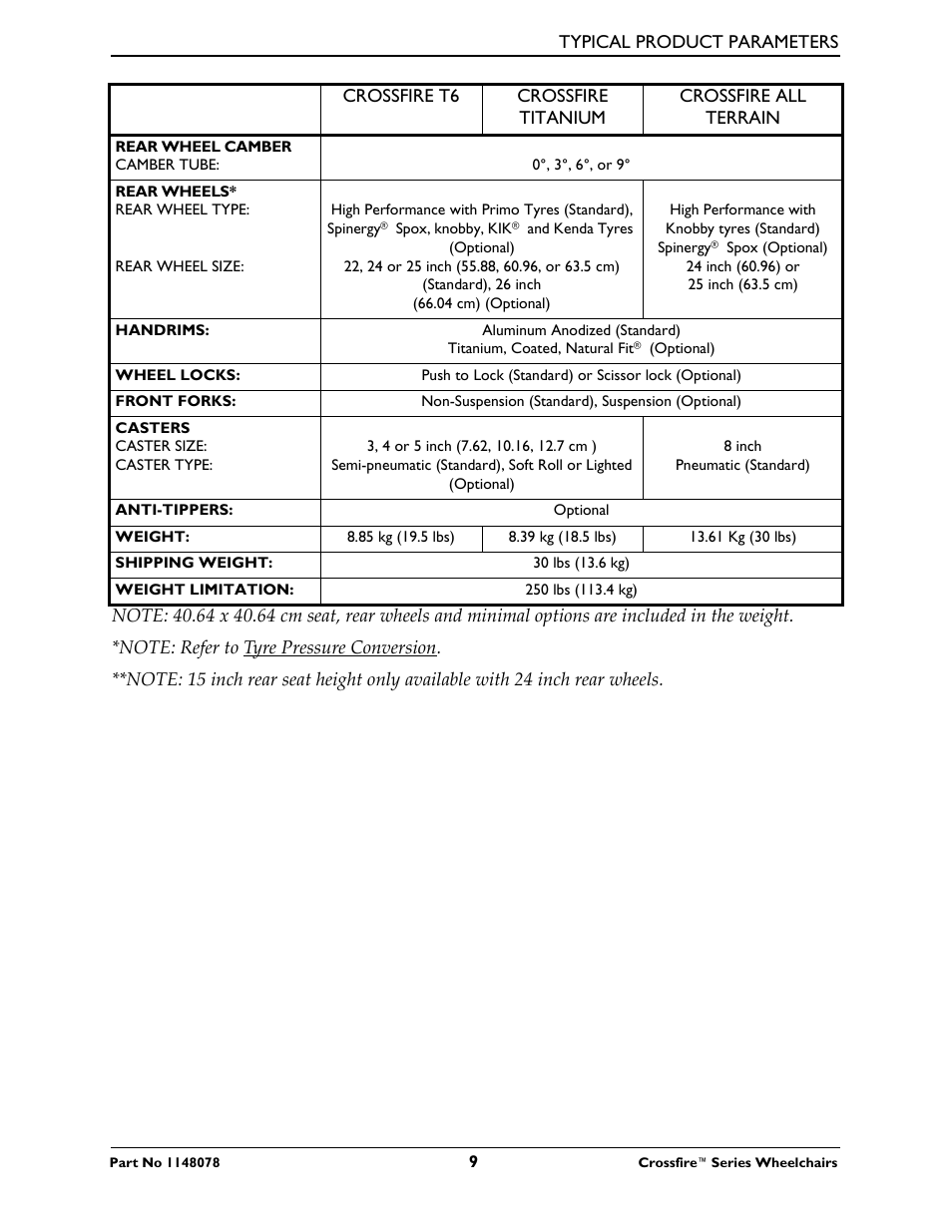 Invacare CROSSFIRE T6 User Manual | Page 9 / 60