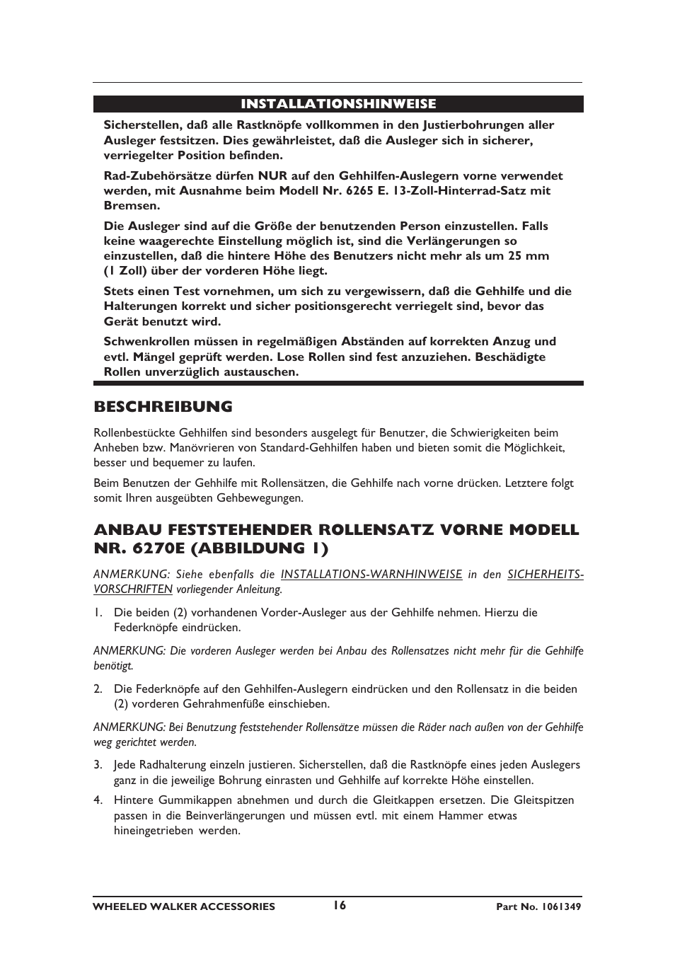 Beschreibung | Invacare 6267E User Manual | Page 16 / 20