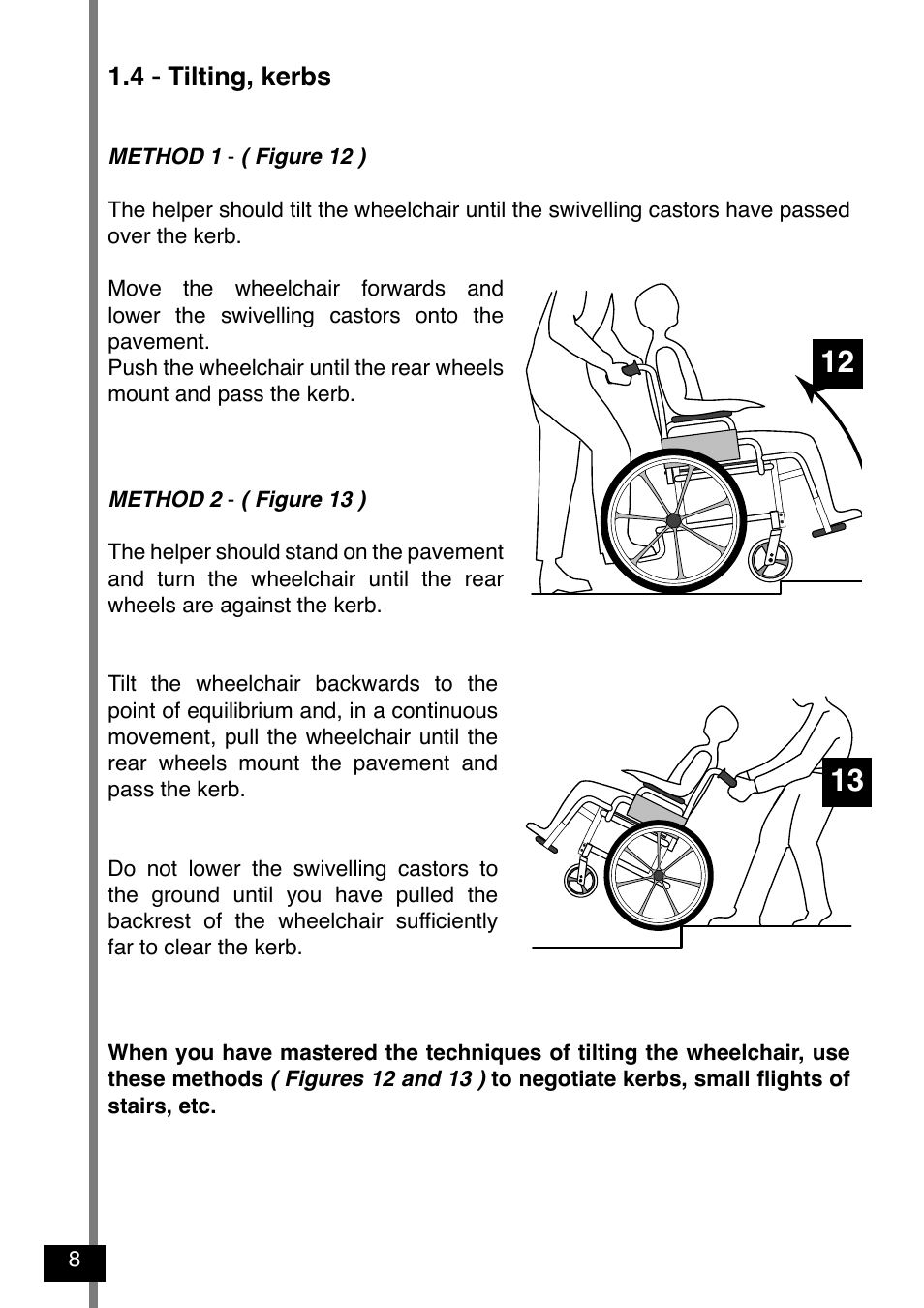 4 - tilting, kerbs | Invacare Variance Plus User Manual | Page 10 / 36