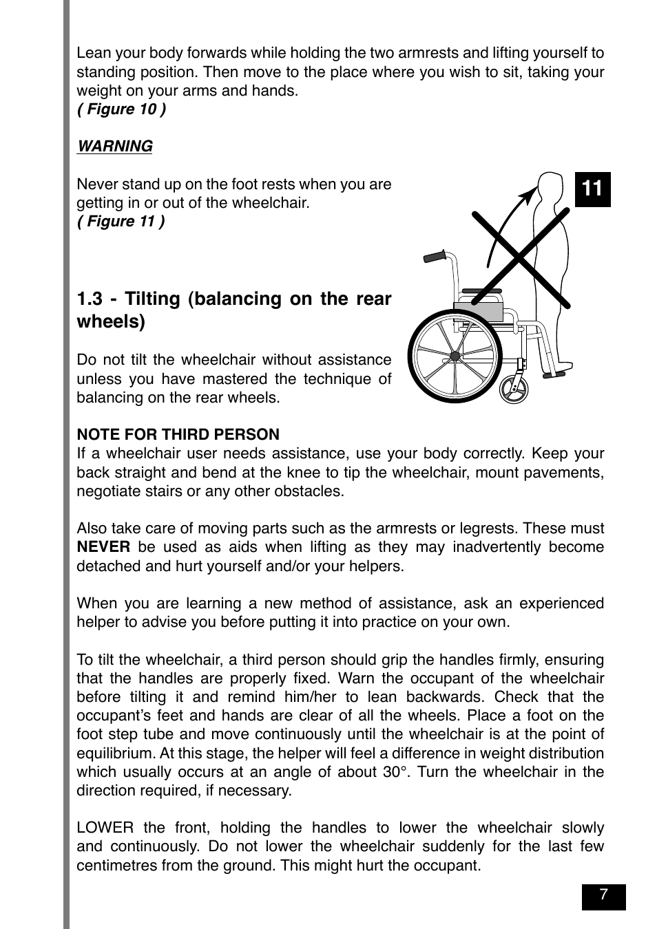 3 - tilting (balancing on the rear wheels) | Invacare Variance Plus User Manual | Page 9 / 36
