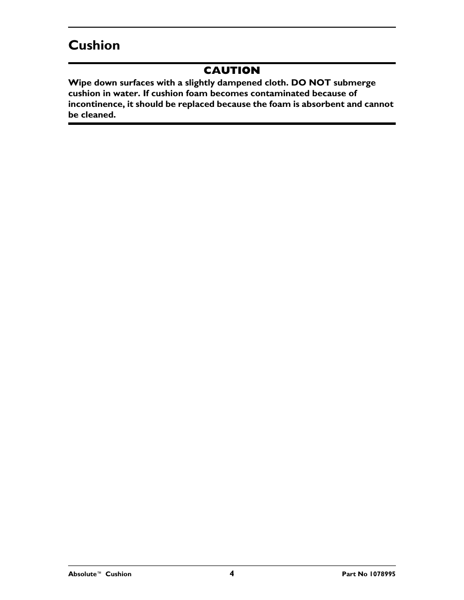 Cushion | Invacare Absolute Cushion User Manual | Page 4 / 16