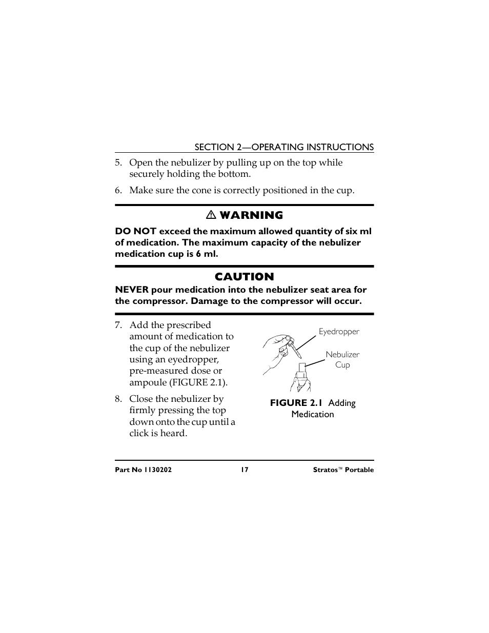 M warning, Caution, Eyedropper | Figure 2.1 adding medication, M advertencia, Precaución, M mise en garde, Attention | Invacare IRC 1720 User Manual | Page 17 / 124