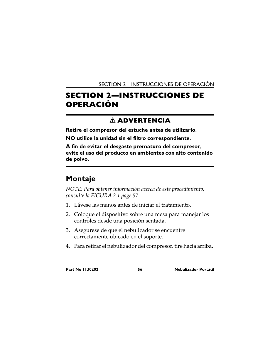 Montaje | Invacare IRC 1720 User Manual | Page 56 / 124