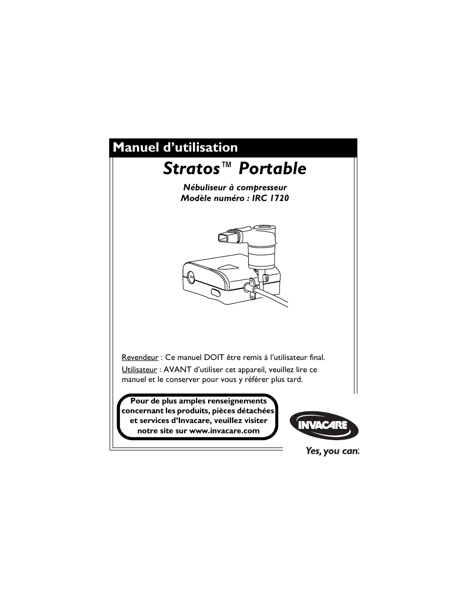 Stratos™portable, Manuel d’utilisation | Invacare IRC 1720 User Manual | Page 82 / 124