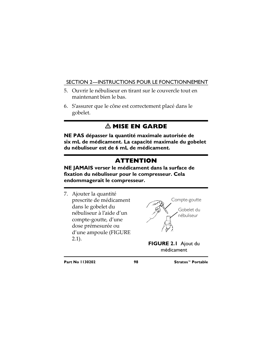 Compte-goutte, Figure 2.1 ajout du médicament | Invacare IRC 1720 User Manual | Page 98 / 124