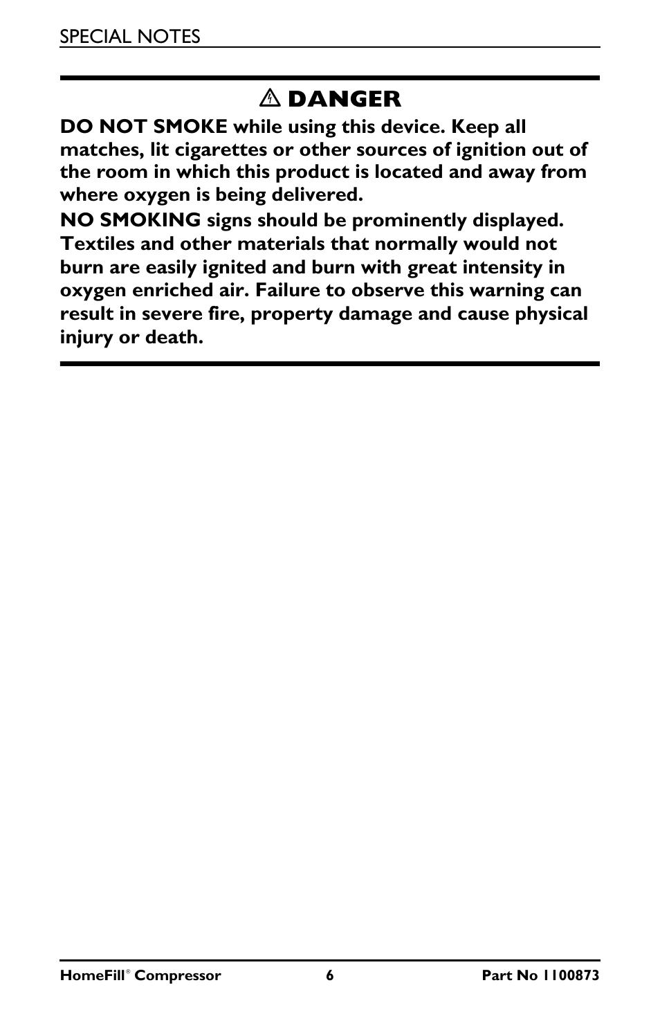 Ꮨ danger | Invacare Compressor User Manual | Page 6 / 36