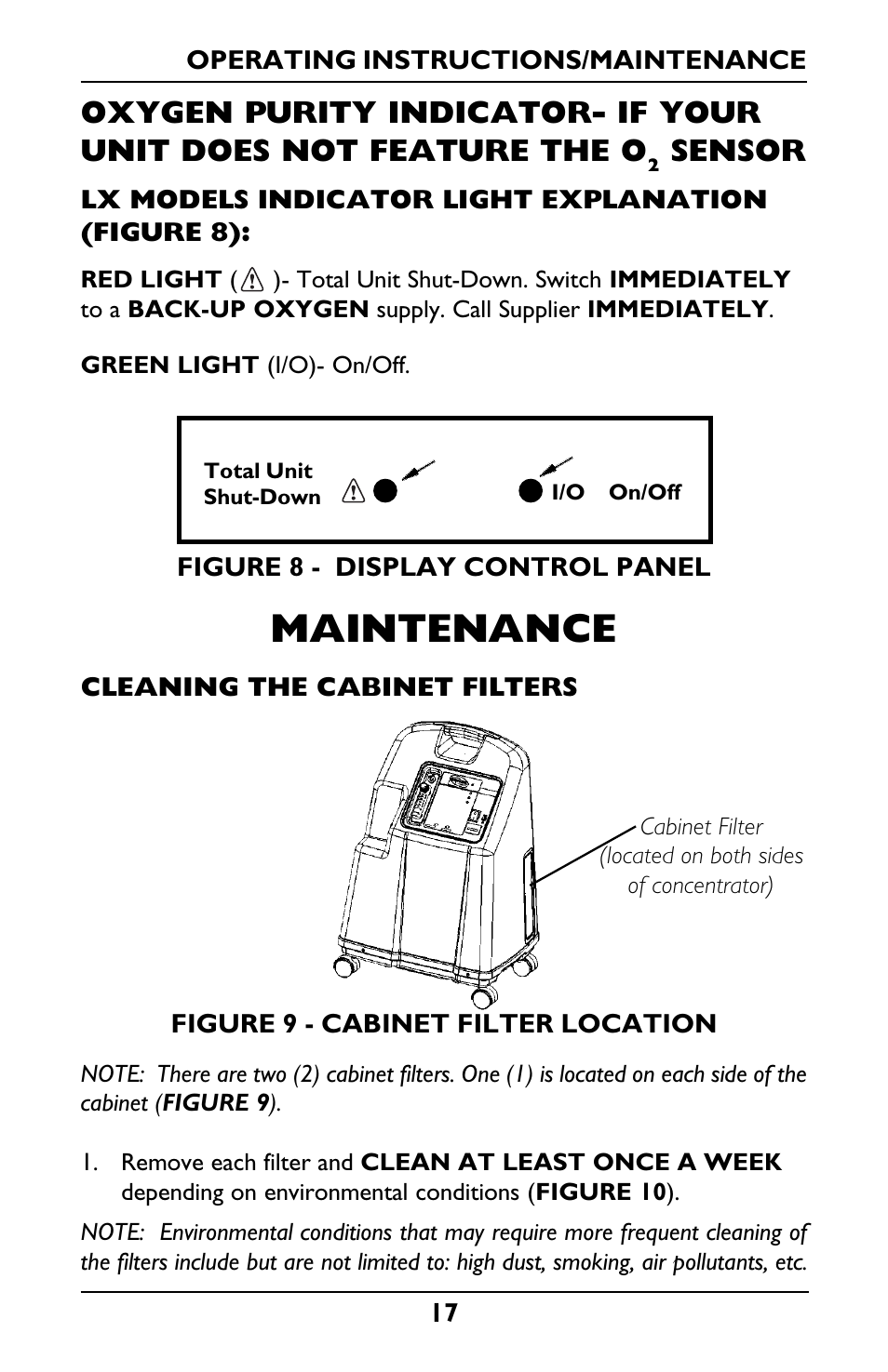 Maintenance, Sensor | Invacare IRC5LXO2 User Manual | Page 17 / 44