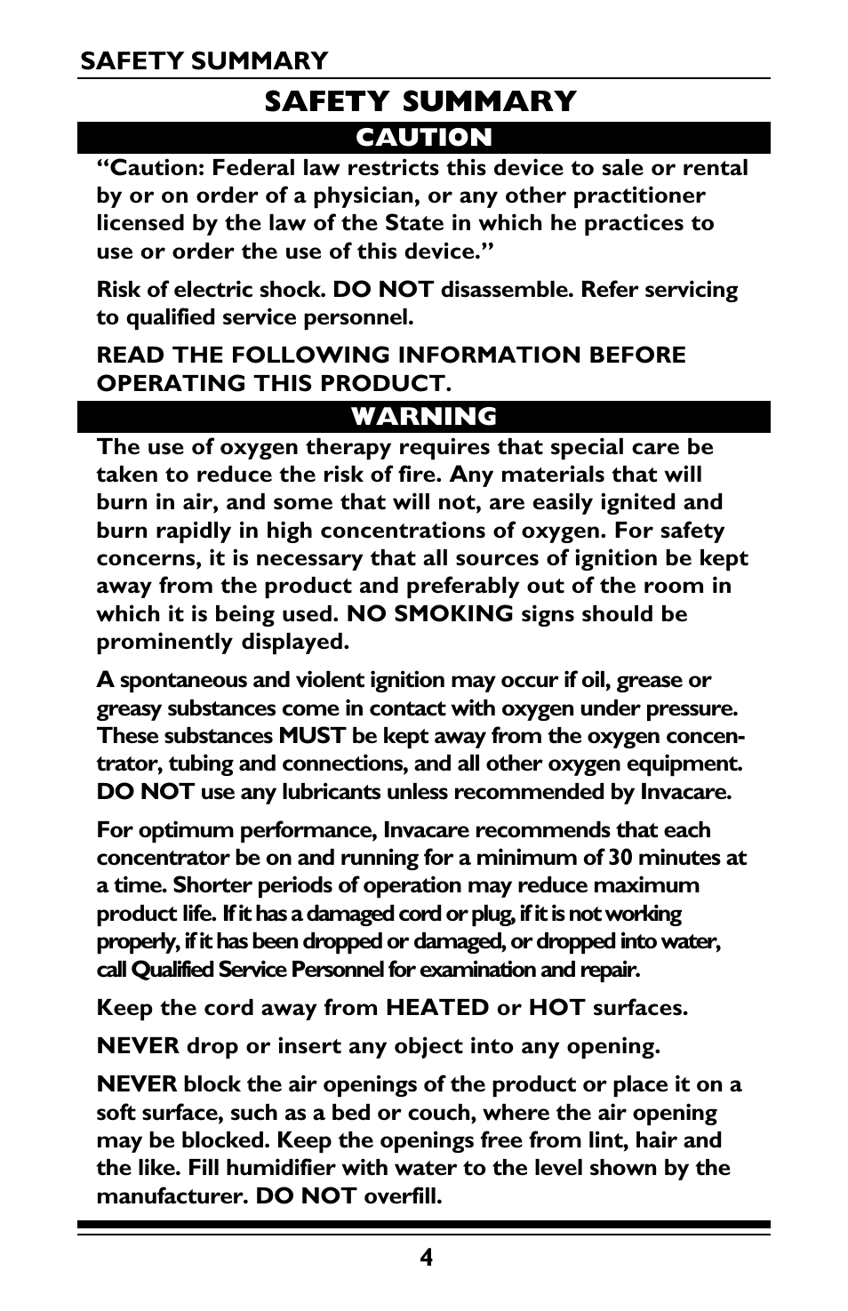 Safety summary | Invacare IRC5LXO2 User Manual | Page 4 / 44