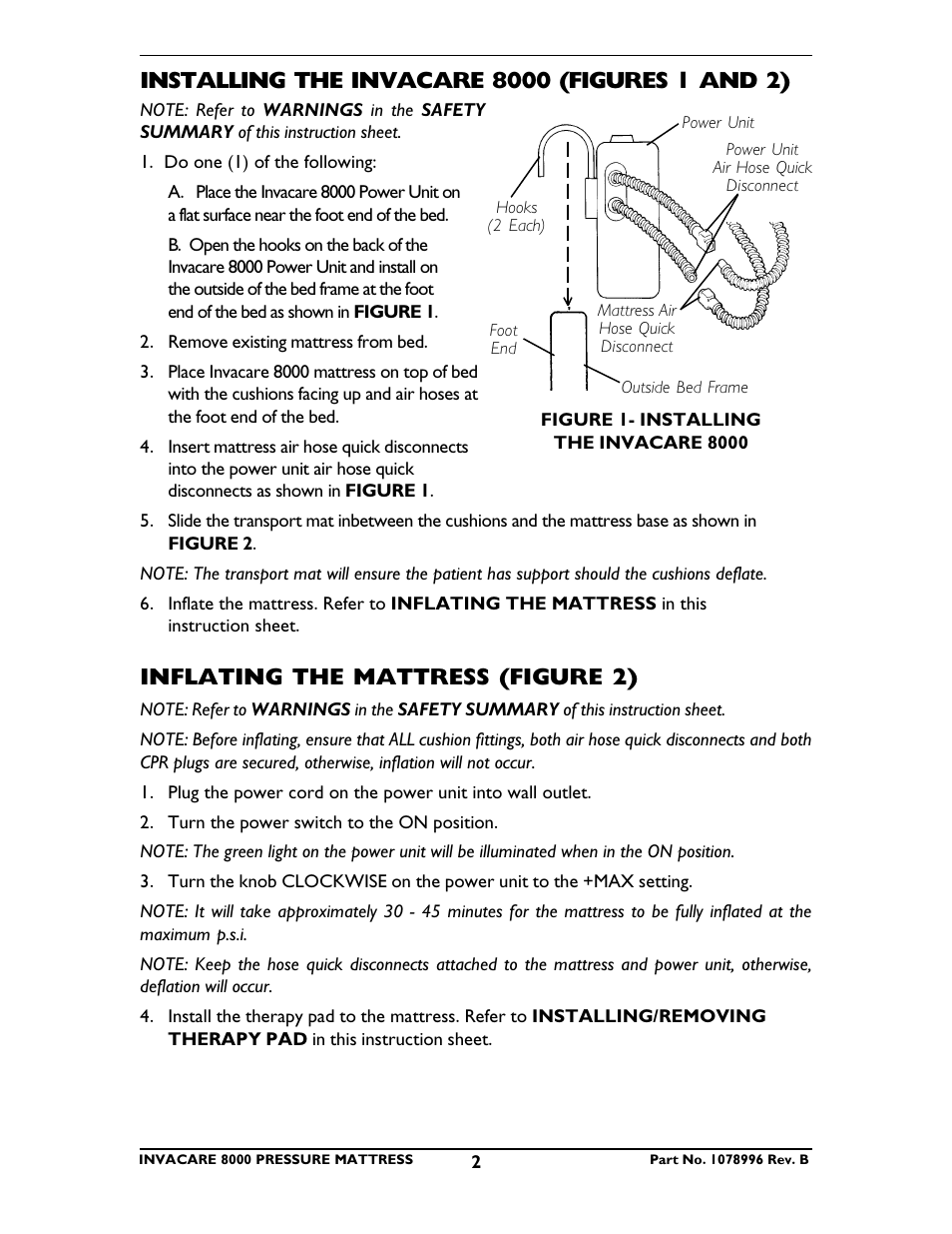 Inflating the mattress (figure 2) | Invacare CG8000 User Manual | Page 2 / 8