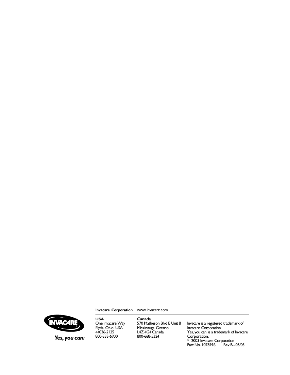 Invacare CG8000 User Manual | Page 8 / 8