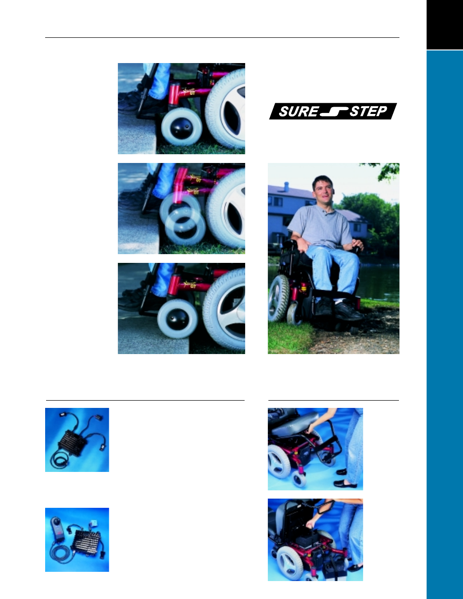 Xter ra, Series gt, Po w er wheelchair | Surestep, Suspension, Electronics, Battery access | Invacare Xterra Series User Manual | Page 3 / 4
