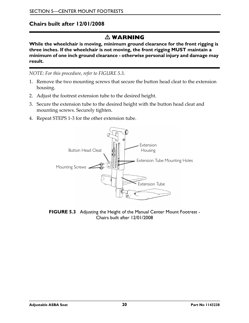 Chairs built after 12/01/2008 | Invacare Adjustable ASBA Seat User Manual | Page 20 / 76