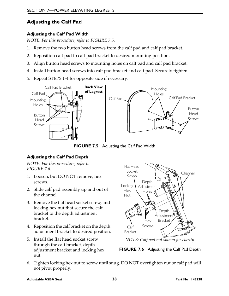 Adjusting the calf pad | Invacare Adjustable ASBA Seat User Manual | Page 38 / 76