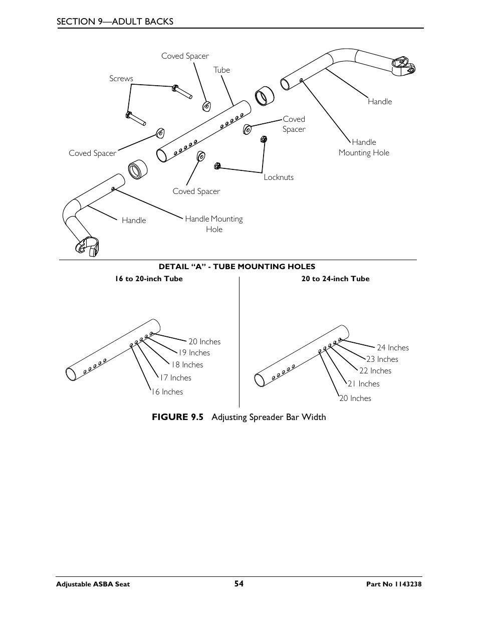 Invacare Adjustable ASBA Seat User Manual | Page 54 / 76