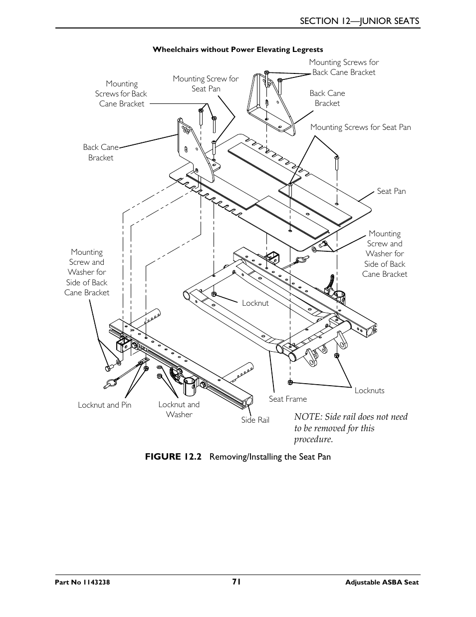 Invacare Adjustable ASBA Seat User Manual | Page 71 / 76