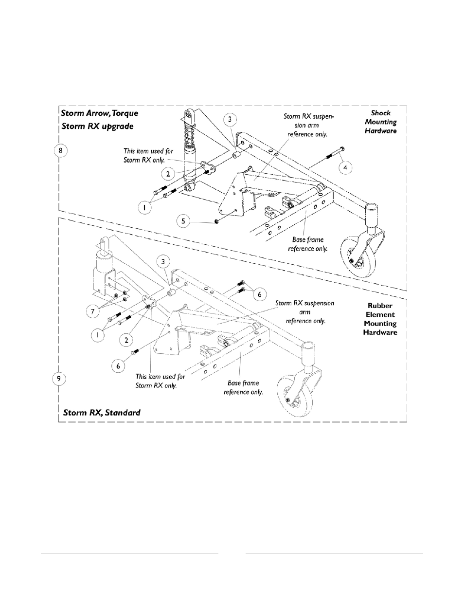 Shock suspension mounting hardware | Invacare Arrow User Manual | Page 127 / 240
