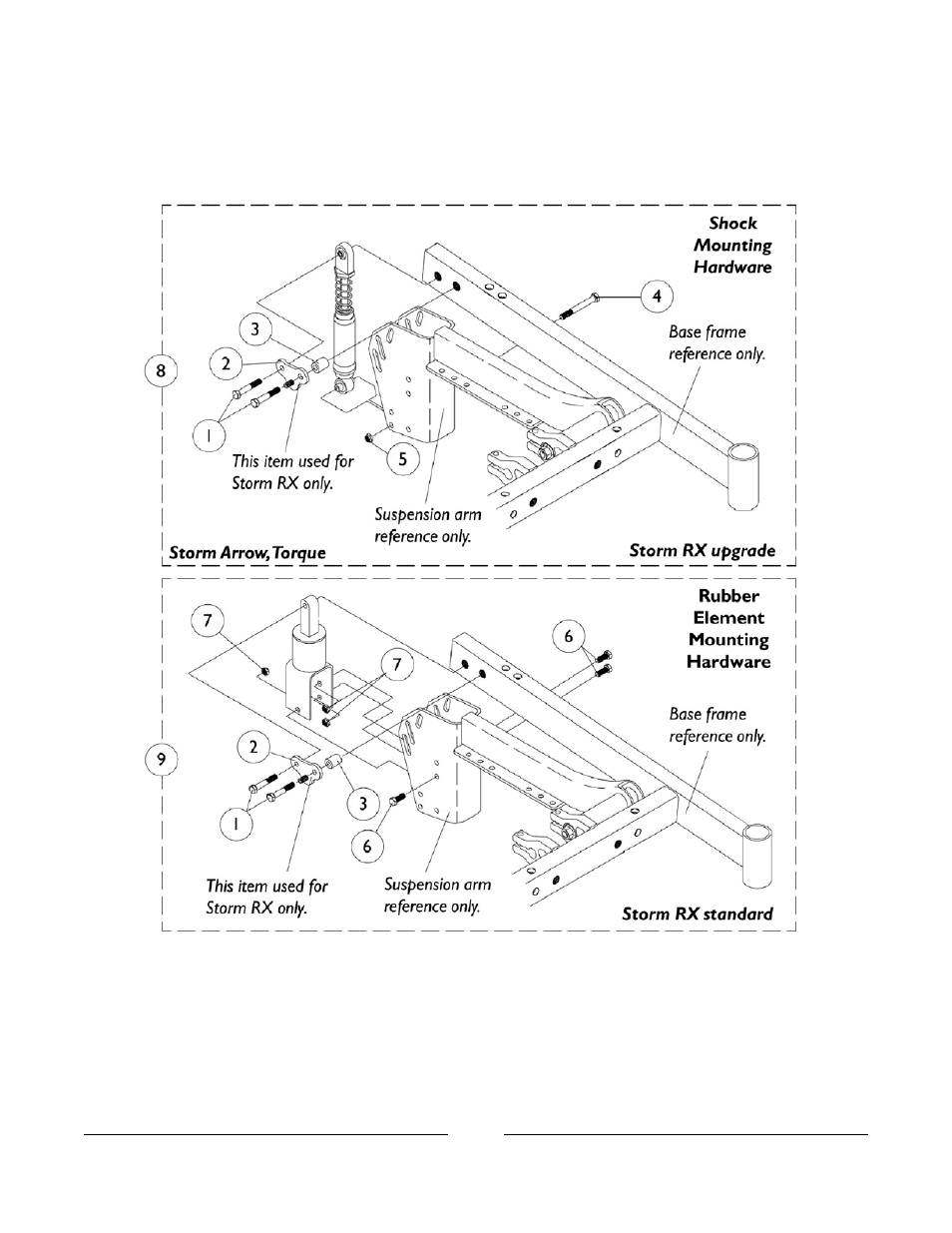 Shock suspension mounting hardware | Invacare Arrow User Manual | Page 129 / 240
