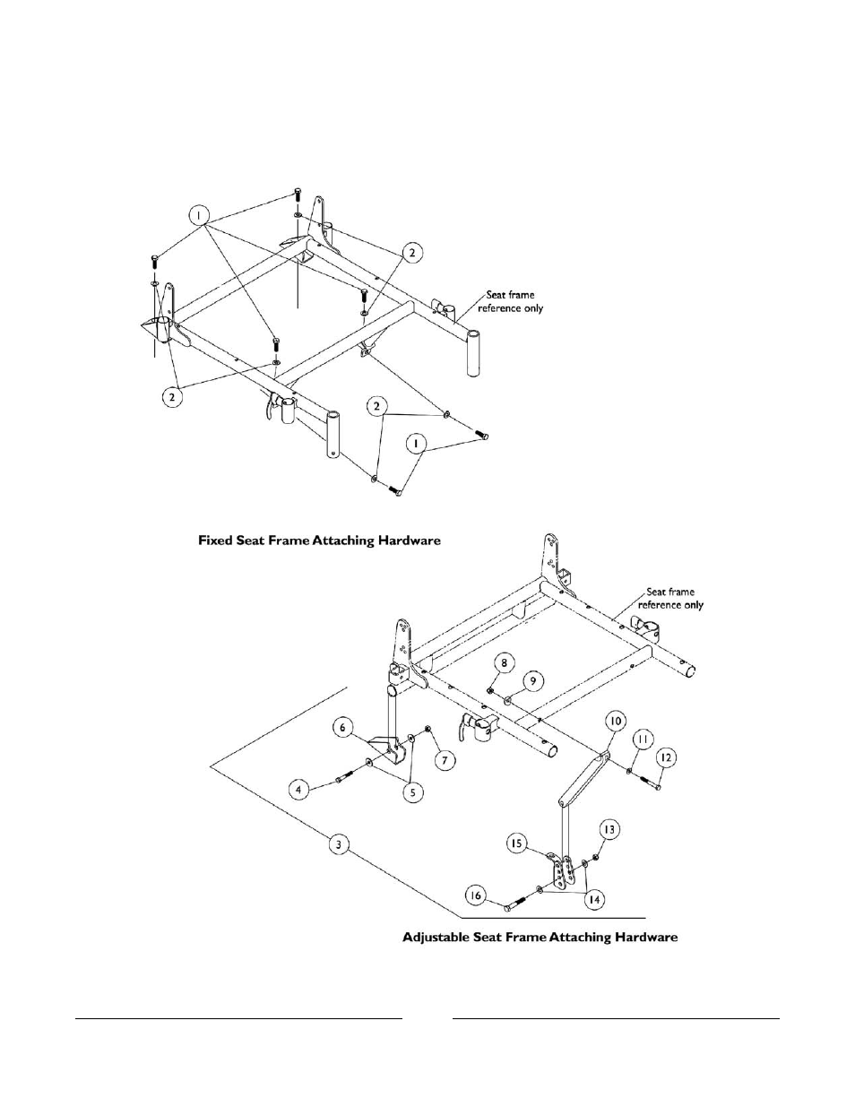 Seat frame attaching hardware | Invacare Arrow User Manual | Page 17 / 240