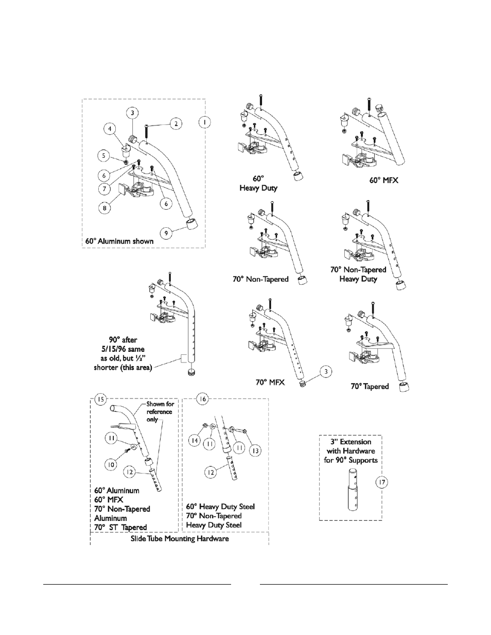 Footrest support assemblies | Invacare Arrow User Manual | Page 95 / 240