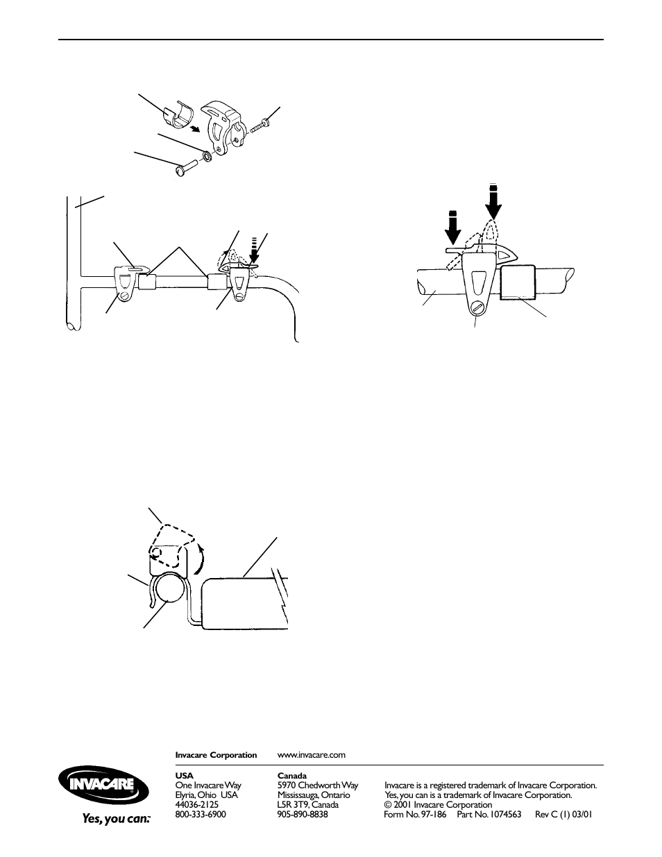 Using clamps | Invacare Fixed Released Rail/Cane Clamps User Manual | Page 4 / 4