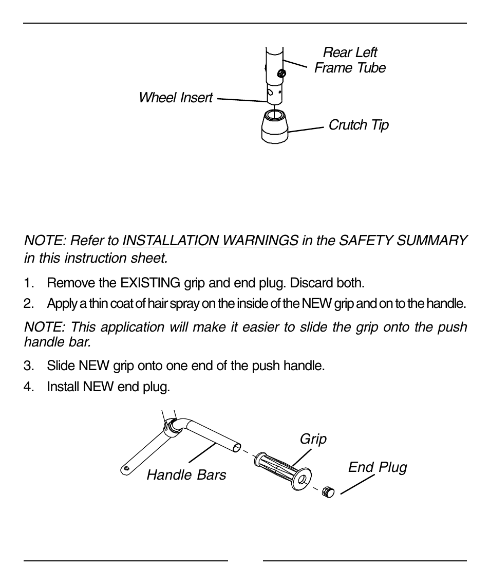 Replacing the grips (figure 7) | Invacare 6210 User Manual | Page 10 / 12