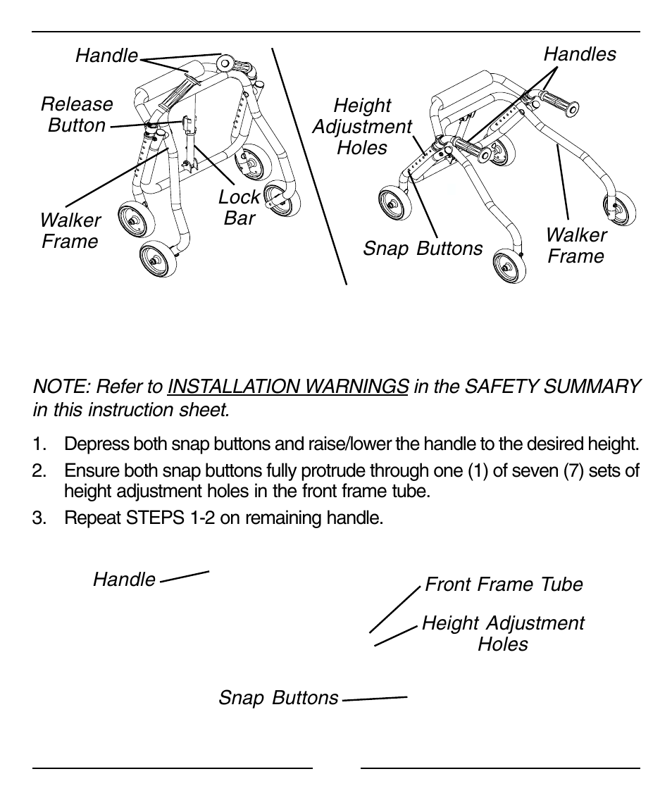 Adjusting the handle bars (figure 2) | Invacare 6210 User Manual | Page 5 / 12