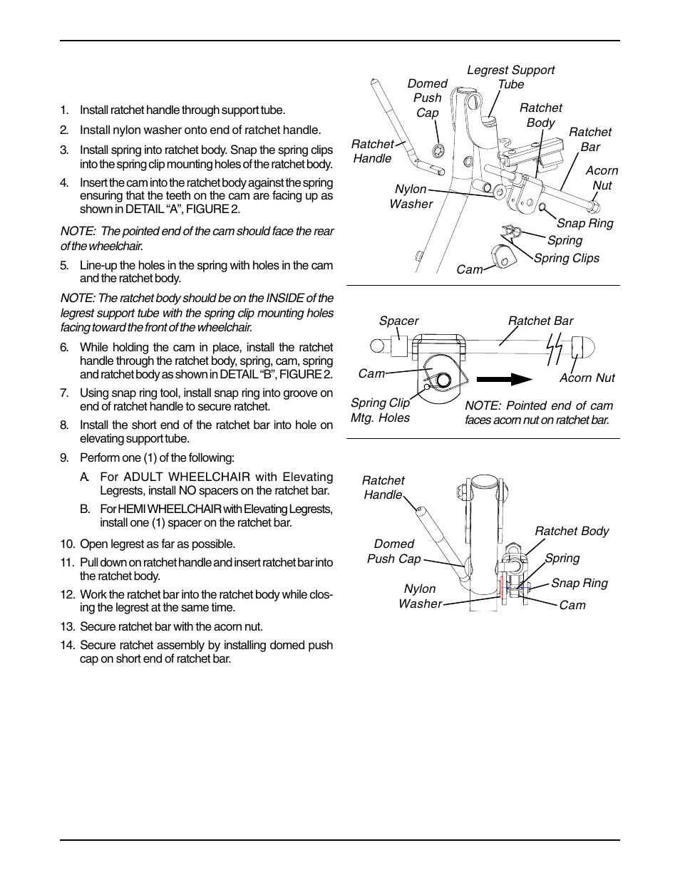 Installing new ratchet kit | Invacare Articulating/Elevating Legrest User Manual | Page 3 / 8