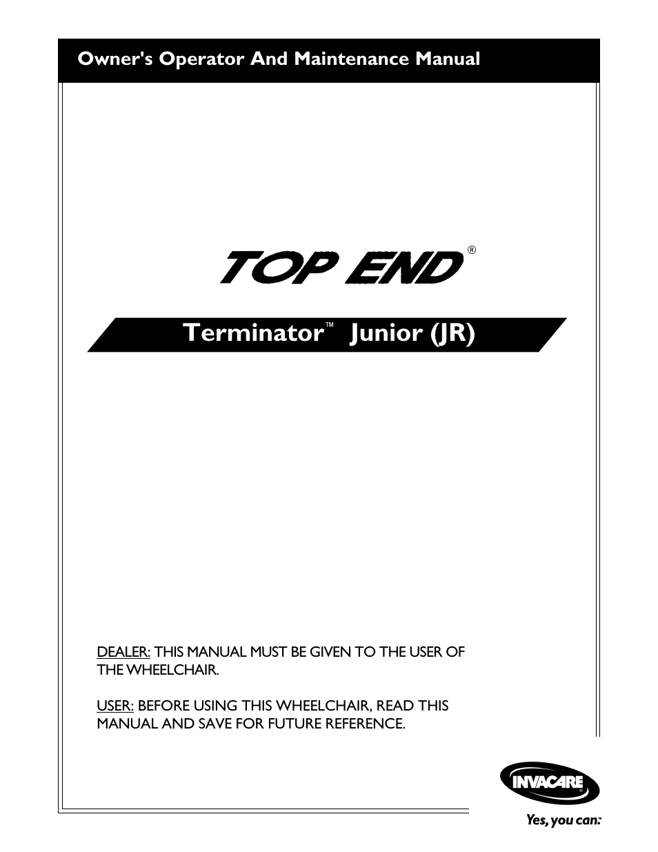 Invacare Top End Terminator Jr. User Manual | 44 pages