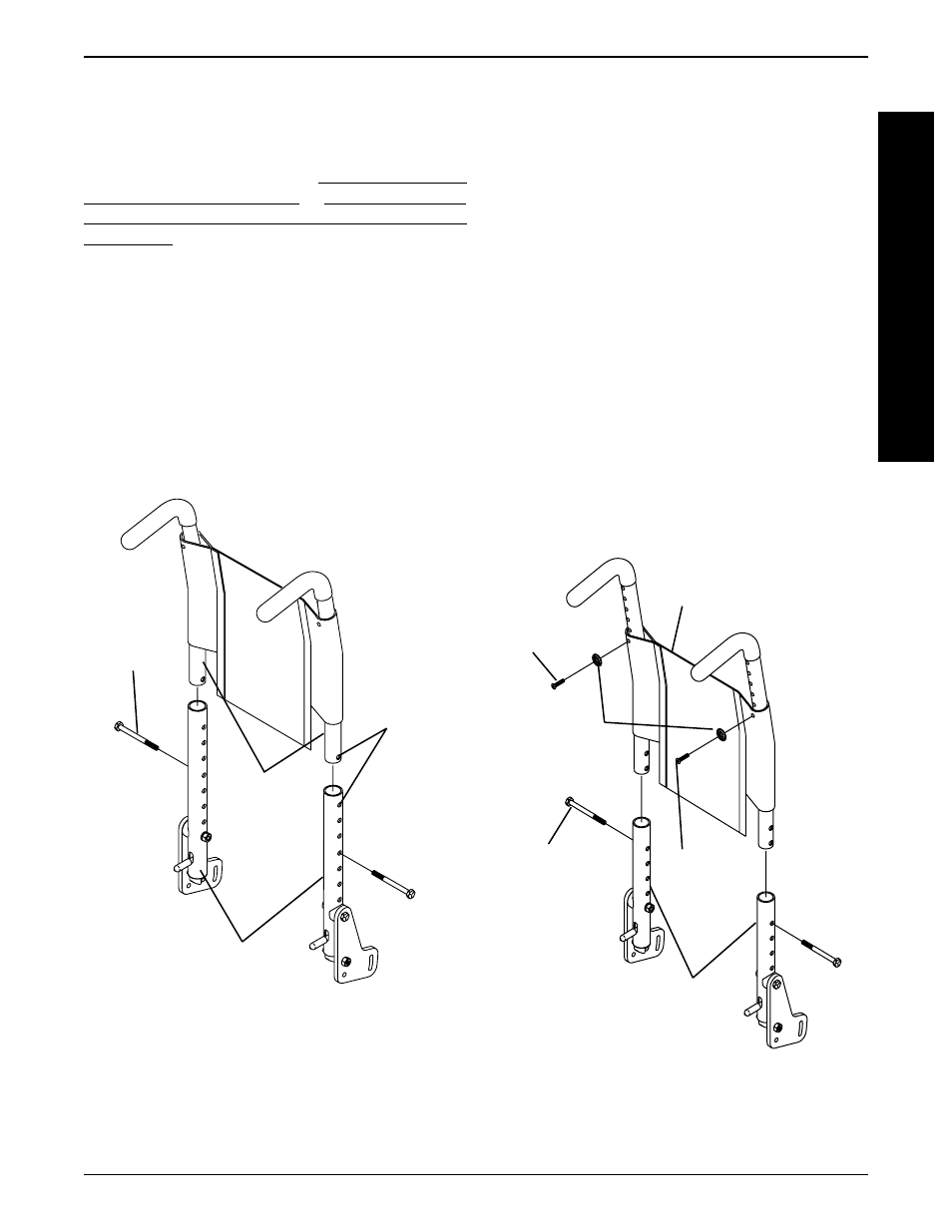 Replacing standard back upholstery (figure 4), Adjusting the back height (figure 3), B a c k | Invacare Top End Terminator Jr. User Manual | Page 13 / 44