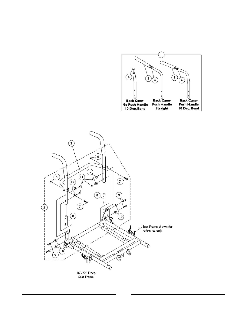 0045bodypart.pdf, Back canes, spreader bars and attaching hardware, Elevate only for asba seating (before 7/5/05) | Invacare Formula User Manual | Page 100 / 203