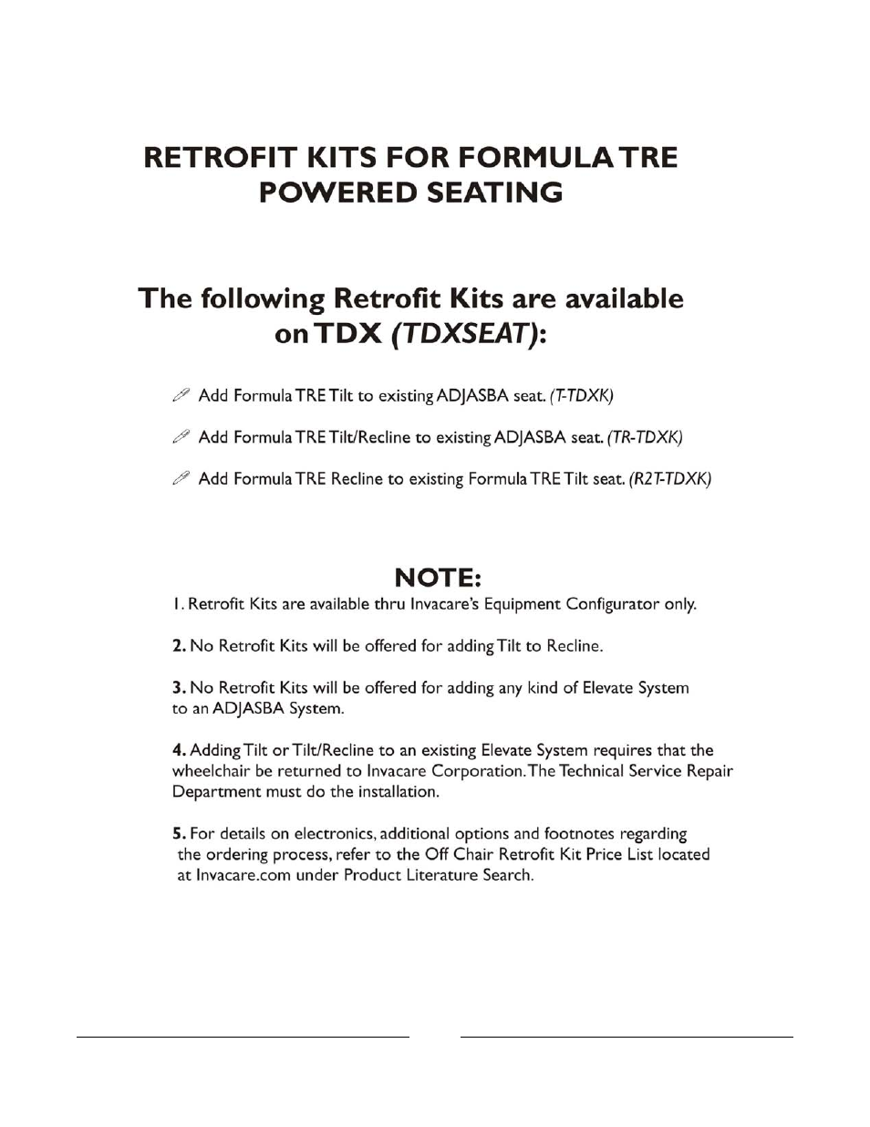 0008bodypart.pdf, Retrofit kits for formula tre powered seating | Invacare Formula User Manual | Page 15 / 203