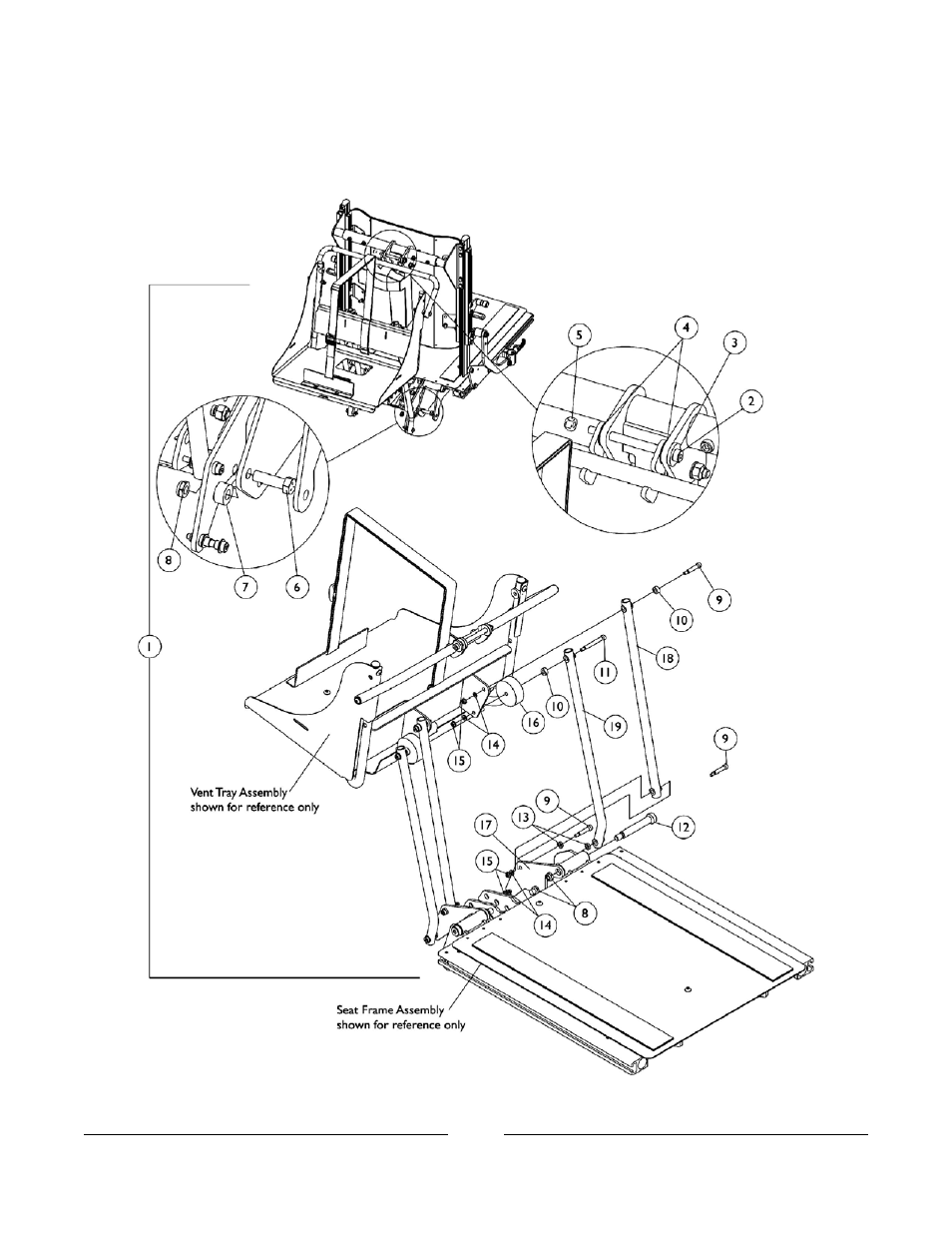 0084bodypart.pdf, Vent tray mounting hardware, Conventional & contoura recline only | Invacare Formula User Manual | Page 190 / 203