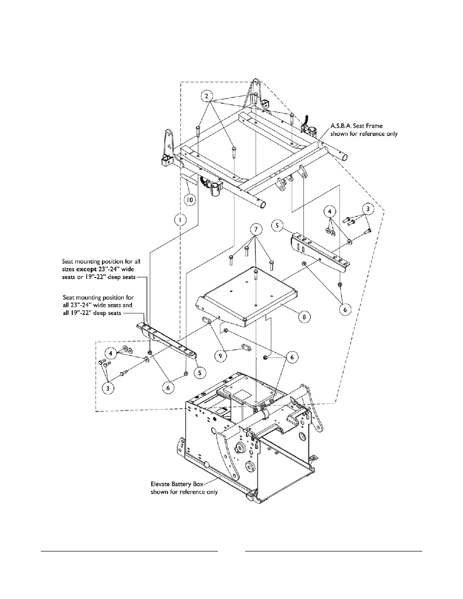 0019bodypart.pdf, Seat frame mounting hardware | Invacare Formula User Manual | Page 38 / 203