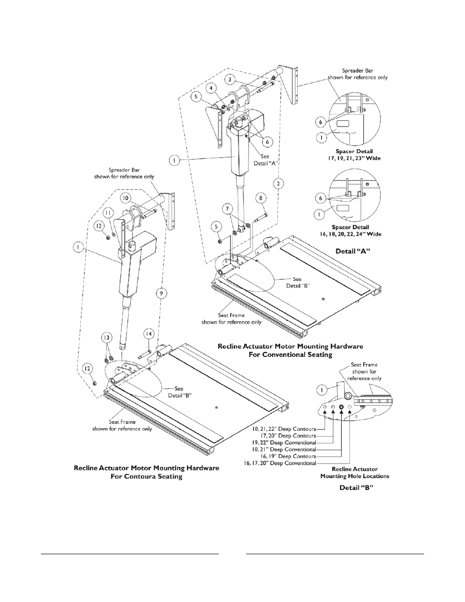 0027bodypart.pdf, Recline actuator motor and mounting hardware | Invacare Formula User Manual | Page 54 / 203