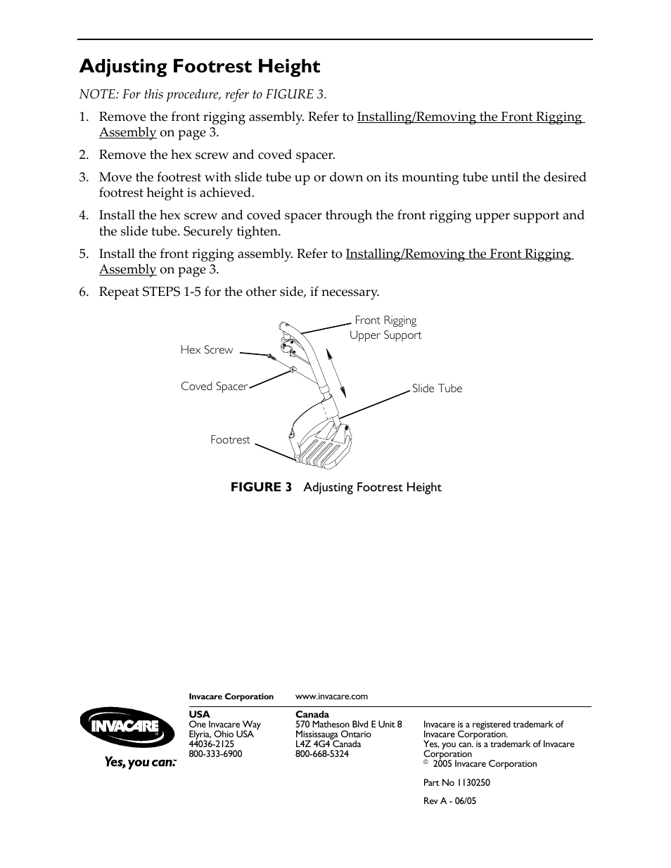 Adjusting footrest height | Invacare 9153644018 User Manual | Page 4 / 4