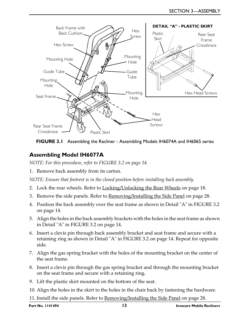 Assembling model ih6077a | Invacare Deluxe Three-Position IH6065 series User Manual | Page 13 / 32