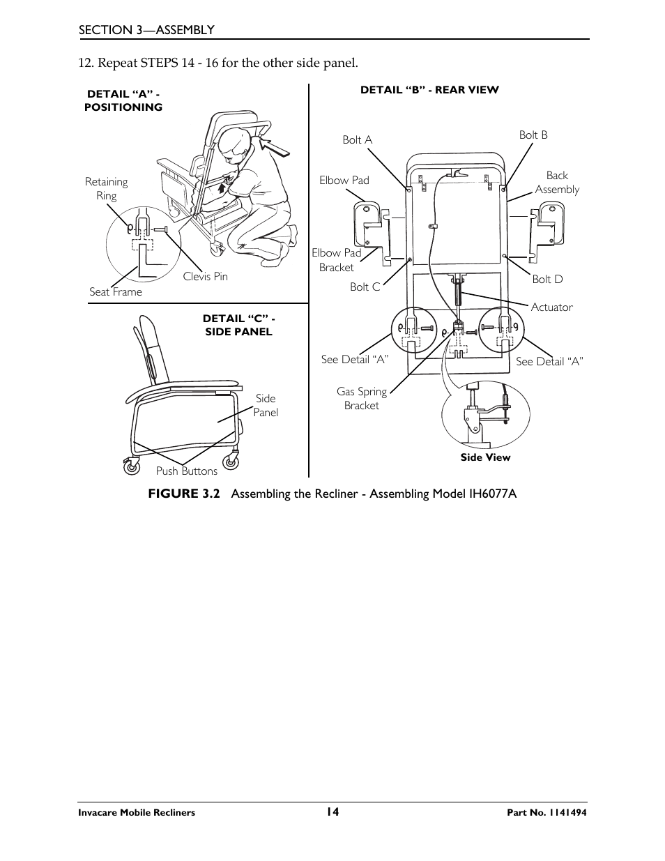 Figure 3.2 | Invacare Deluxe Three-Position IH6065 series User Manual | Page 14 / 32