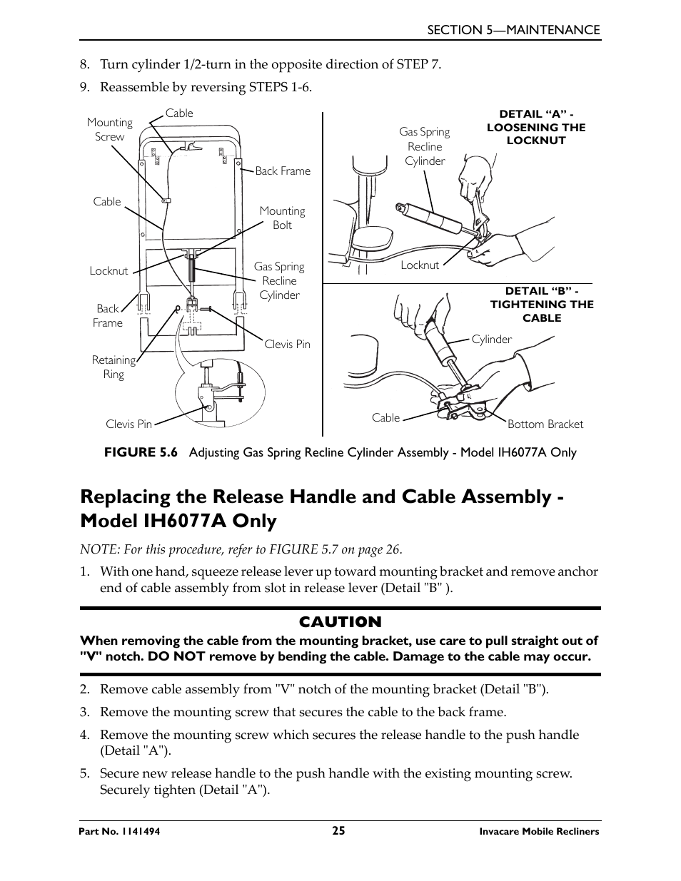 Caution | Invacare Deluxe Three-Position IH6065 series User Manual | Page 25 / 32