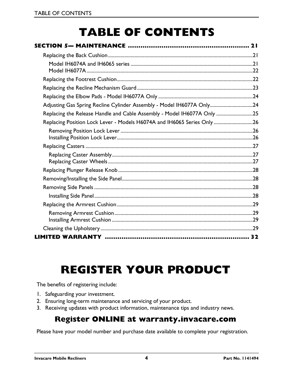 Invacare Deluxe Three-Position IH6065 series User Manual | Page 4 / 32