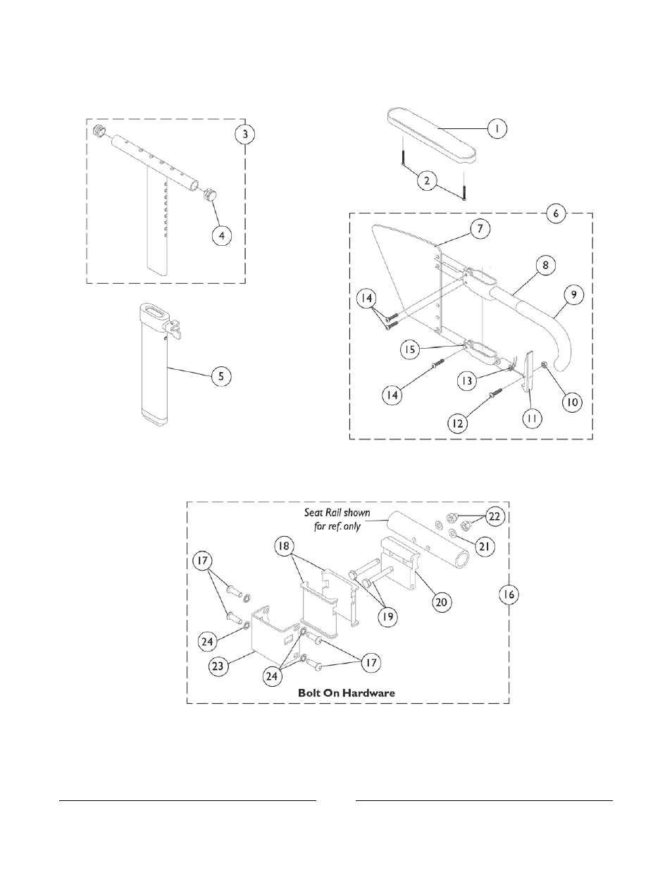 T" arms and hardware | Invacare Compass SPT User Manual | Page 37 / 122