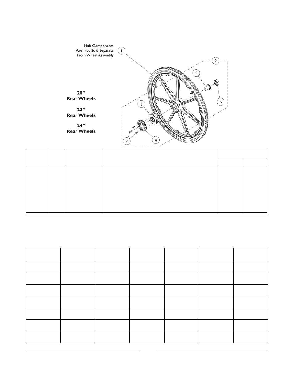 Composite wheels - rear w/ hublocks, w/o handrim | Invacare Compass SPT User Manual | Page 50 / 122