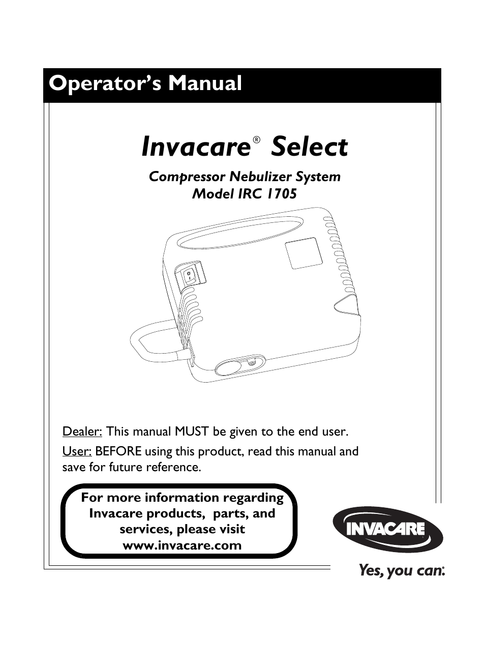 Invacare IRC 1705 User Manual | 32 pages