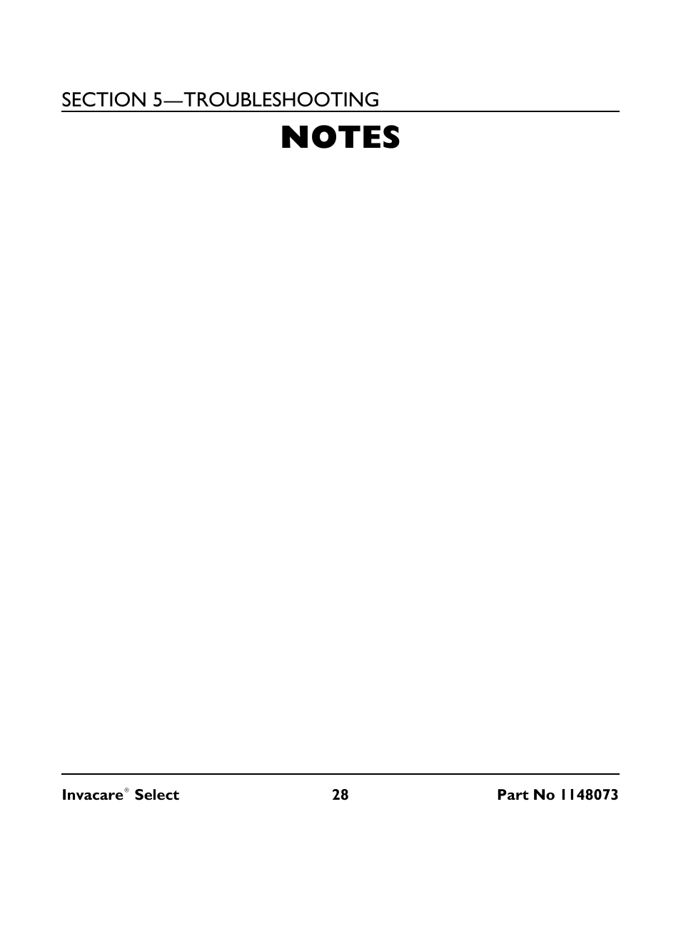 Notes | Invacare IRC 1705 User Manual | Page 28 / 32