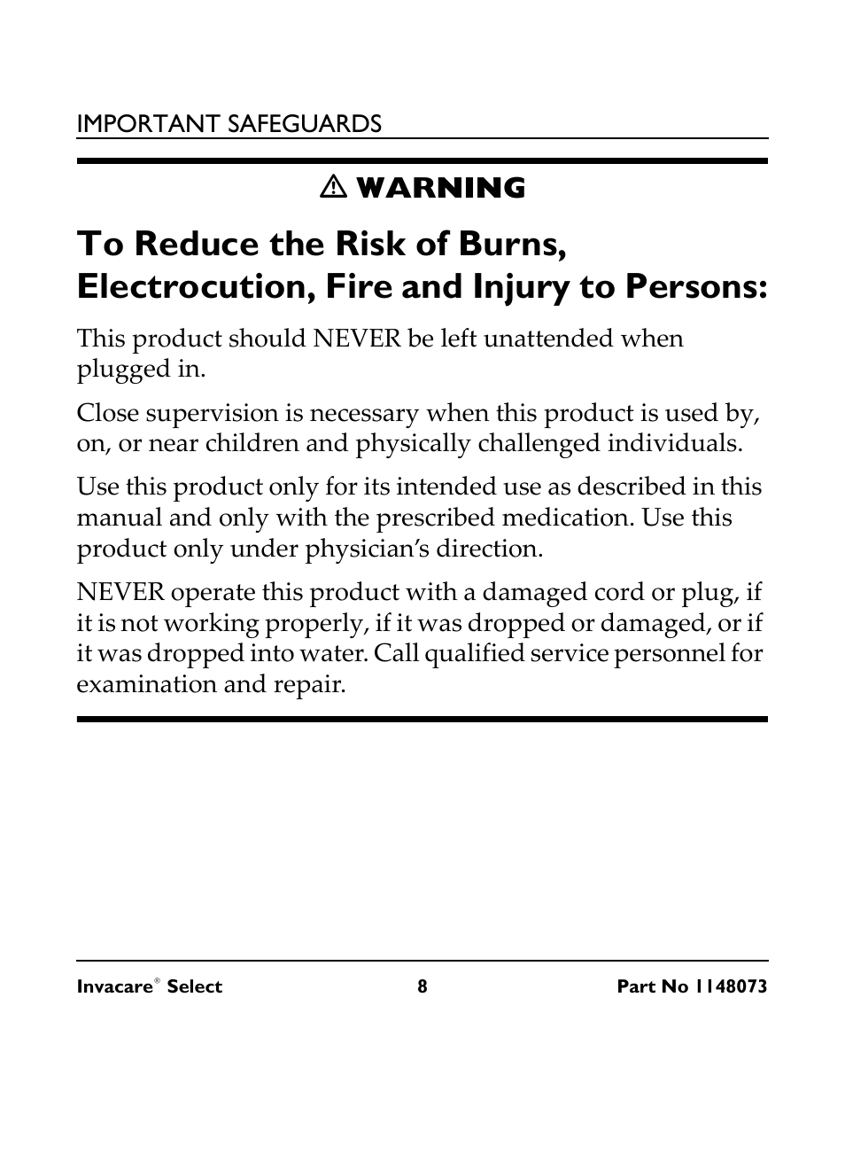 M warning, Ƽ warning | Invacare IRC 1705 User Manual | Page 8 / 32