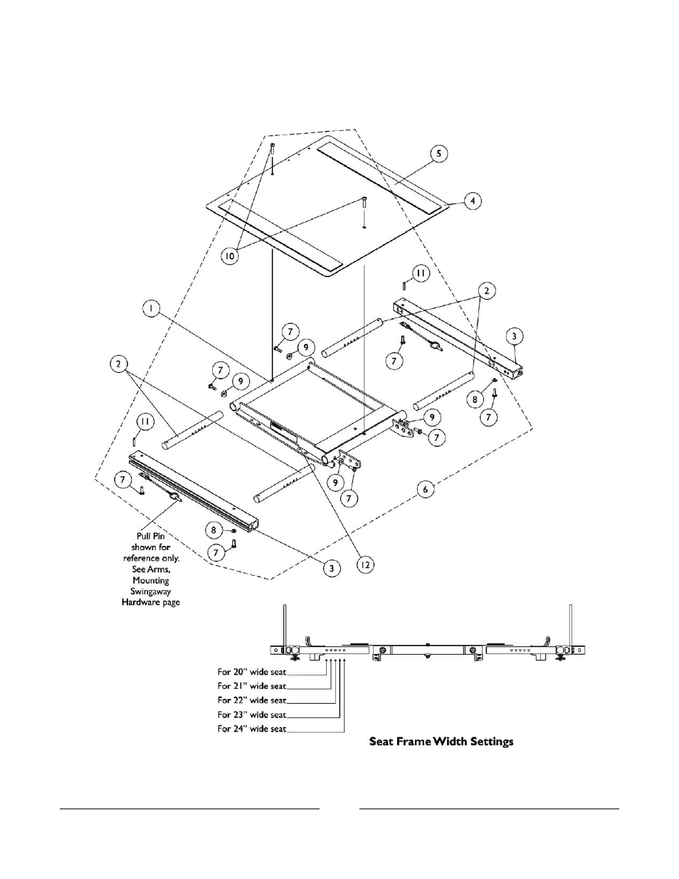 Adjasba seat frame, seat pan and hardware | Invacare ESS-PTO User Manual | Page 26 / 159