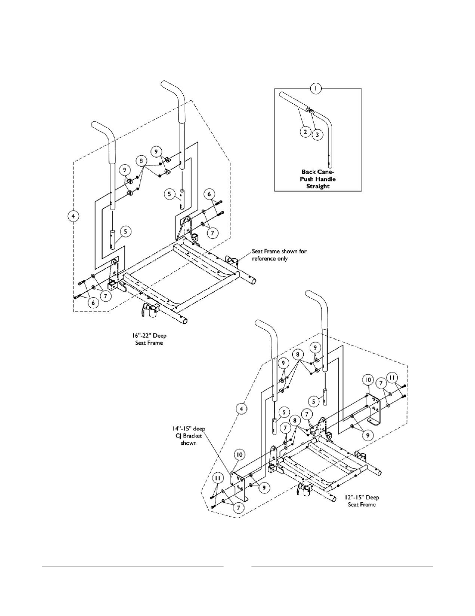 Back cane and attaching hardware | Invacare ESS-PTO User Manual | Page 34 / 159